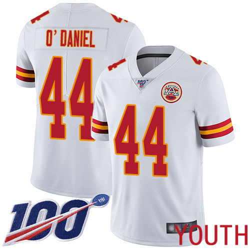 Youth Kansas City Chiefs 44 ODaniel Dorian White Vapor Untouchable Limited Player 100th Season Nike NFL Jersey